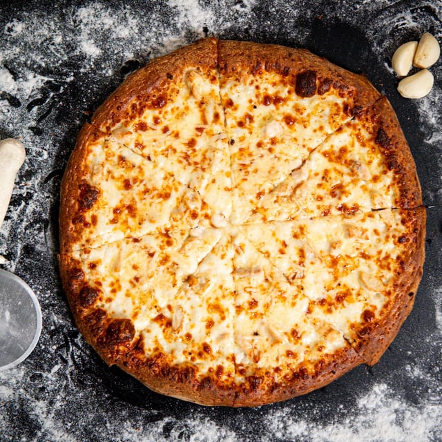 Chicken Alfredo Pizza.